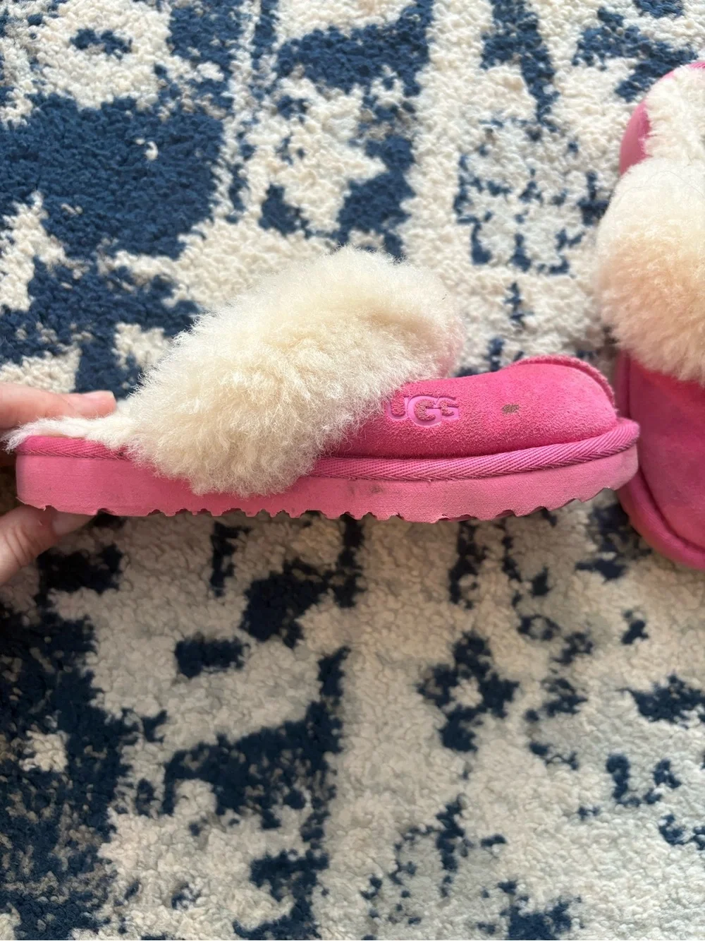 UGG Pink Suede Shearling Slip-On Clogs